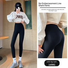 Fleece-lined Thick High Waist Hip Lift Leggings For Women